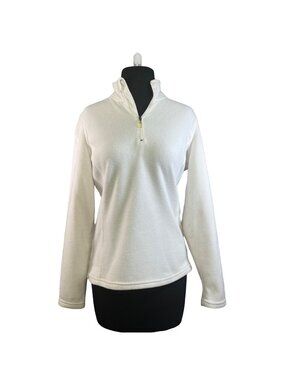Champion Womens Quarter Zip Fleece Pullover White Small Polyester Casual